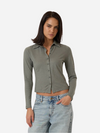 THRILLS WOMEN'S HEMP COLLARED LONG SLEEVE