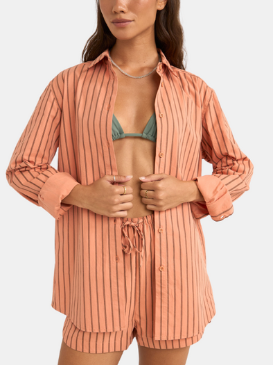 RHYTHM WOMEN'S CHICA OVERSWIM STRIPE TOP