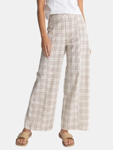 RHYTHM WOMEN'S RUMI CHECK WIDE LEG PANT