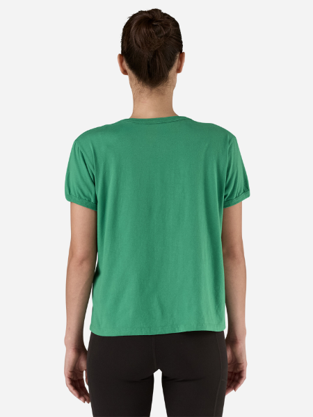 WOMEN'S '73 TEXT LOGO ORGANIC RINGER TEE HEARTLEAF GREEN