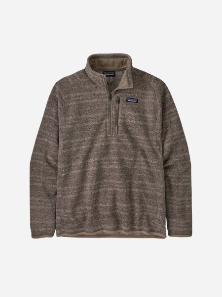 PATAGONIA MEN'S BETTER SWEATER 1/4 ZIP FLEECE VINYL STRIPE: SEABIRD GREY