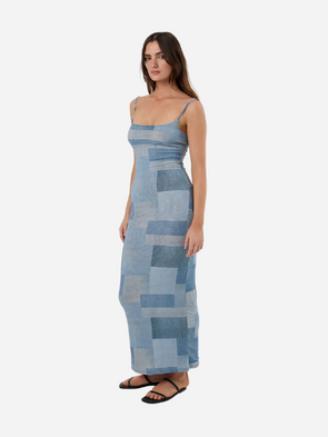 THRILLS WOMEN'S SHADES OF INDIGO MESH DRESS