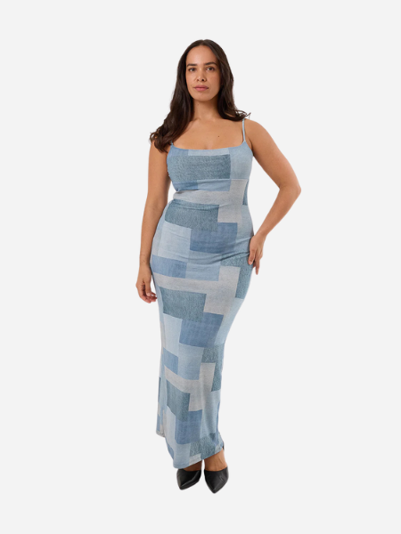 THRILLS WOMEN'S SHADES OF INDIGO MESH DRESS