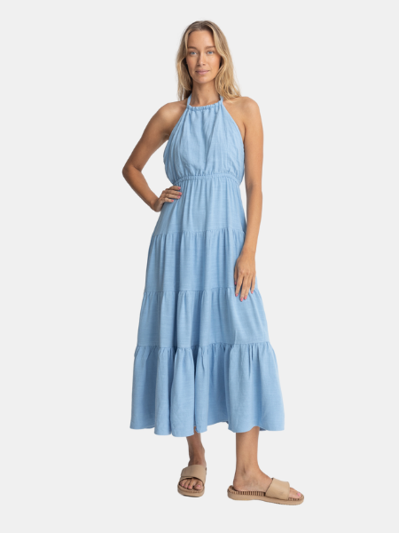 RHYTHM WOMEN'S SEACOAST HALTER TIERED MAXI DRESS 