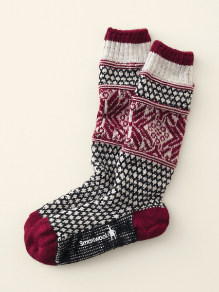 SMARTWOOL EVERYDAY POPCORN SNOWFLAKE PATTERN CREW SOCKS