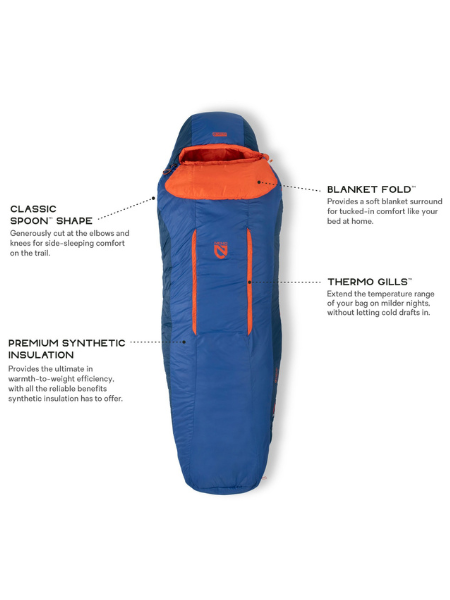 NEMO MEN'S SYNTHETIC SLEEPING BAG - FORTE 35 LONG